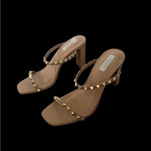 Steven New York by Steve Madden rock stud open toe strap oh sandals, nude, 8.5